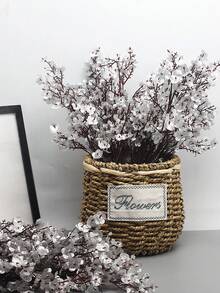 MEHELANY 1支迷你仿真满天星银色人造花束，逼真仿真婴儿呼吸花，适用于家居DIY婚礼花艺布置、厨房中心装饰、节日派对、圣诞节、情人节、万圣节装饰