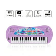 32 Keys Kids Keyboard Portable Electronic Musical Instrument Multi-Function Music Keyboard Piano for Kids (Purple) - Black - View 2