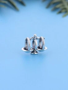 1入組復古925純銀鱗片形狀珠子,附立方氧化鋯石頭,基本diy珠寶製作用品,中性追憶禮物適用於派對和宴會