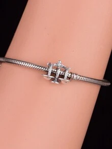 1入組復古925純銀鱗片形狀珠子,附立方氧化鋯石頭,基本diy珠寶製作用品,中性追憶禮物適用於派對和宴會