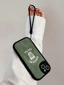 1 件咖啡素描圖案手機殼帶掛繩,相容於 Iphone - 彩色 - 查看 2