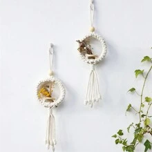 Đồng Màu Treo Tường Bohemian Vải Tua Rua Trang Trí Treo Trang Trí Trong Nhà Và Ngoài Trời - Màu be - Xem 2