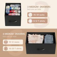 Furmax 布艺梳妆台，卧室储物抽屉梳妆台，高梳妆台，7 个抽屉，带布艺收纳盒的抽屉柜，木质顶部，钢制框架，适用于卧室、衣柜、电视柜、返校宿舍入口储物柜 - 黑色 - 查看 4