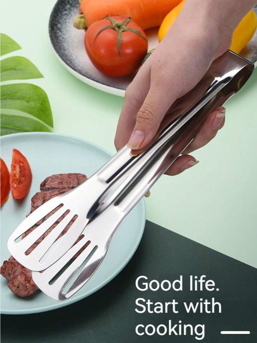 1pc廚房烹飪鉗牛排夾不鏽鋼燒烤鉗