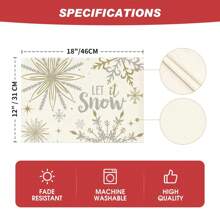 4 Piezas De Tapetes Beige Con Copos De Nieve, 30x45cm Tapetes De Mesa Navideños Estacionales Para Decoración De Comedor, Cocina Y Fiestas - Copo de nieve beige - Ver 6