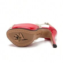 Women's Crisscross Strappy Platform High Stiletto Heels Peep Toe Pump Party Sandals - 紅色 - 查看 5