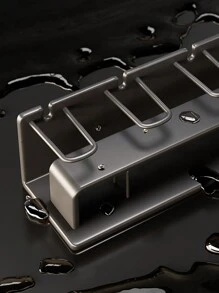 鐵灰色牙刷架具有牙杯掛鉤,可掛墻安裝的電動牙刷收納盒 - 黑色-三人 - 查看 3