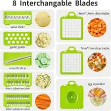 12/16 Peças/conjunto, Cortador De Legumes, Fatiador Multifuncional De Frutas, Ralador De Alimentos Com Alça, Cortador De Legumes, Cortador Com Recipiente, Picador De Cebola Com Múltiplas Lâminas Interchangeáveis, Ralador De Batata Doméstico, Utensílios De Cozinha, Gadgets De Cozinha