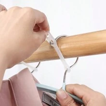 10入組白色防風防滑固定扣衣架,帶自動扣合鈕,適用於高層建築和室外晾衣線,採用矽膠材料製成 - 白色 - 查看 4