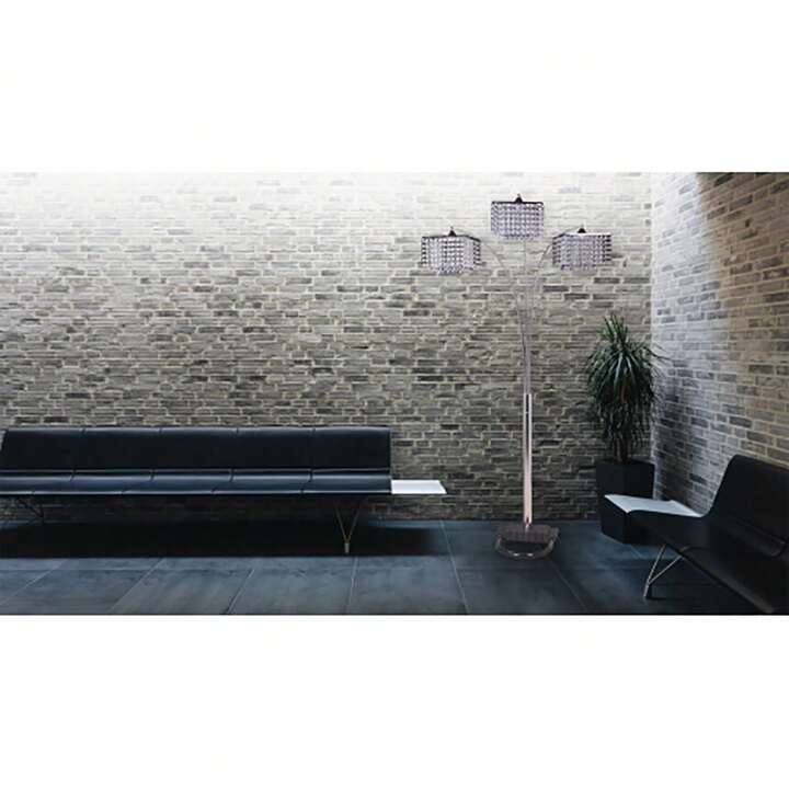 84"H 3-SHADE CRYSTAL INSPIRED ARCH FLOOR LAMP