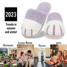 MAXTOP Cartoon Fuzzy Bedroom Slippers, Cat Claw indoor home Slippers, Comfortable Memory Foam - Màu tím - Xem 7