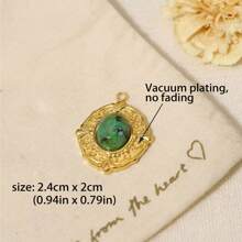 1入組天然石頭吊墜和18k鍍金鈦鋼鏈配件,適用於diy珠寶製作 - 金色 - 查看 9