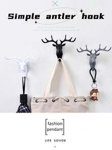 1 Stück Hochwertiger Weißer Klebehaken Ohne Bohren Mit Hirschhornform Für Haushaltsschlüssel/gegenstände Zum Aufhängen Und Aufbewahren, Wandmontage Schlüsselhalterung
