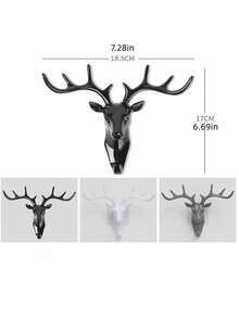1 Stück Hochwertiger Weißer Klebehaken Ohne Bohren Mit Hirschhornform Für Haushaltsschlüssel/gegenstände Zum Aufhängen Und Aufbewahren, Wandmontage Schlüsselhalterung
