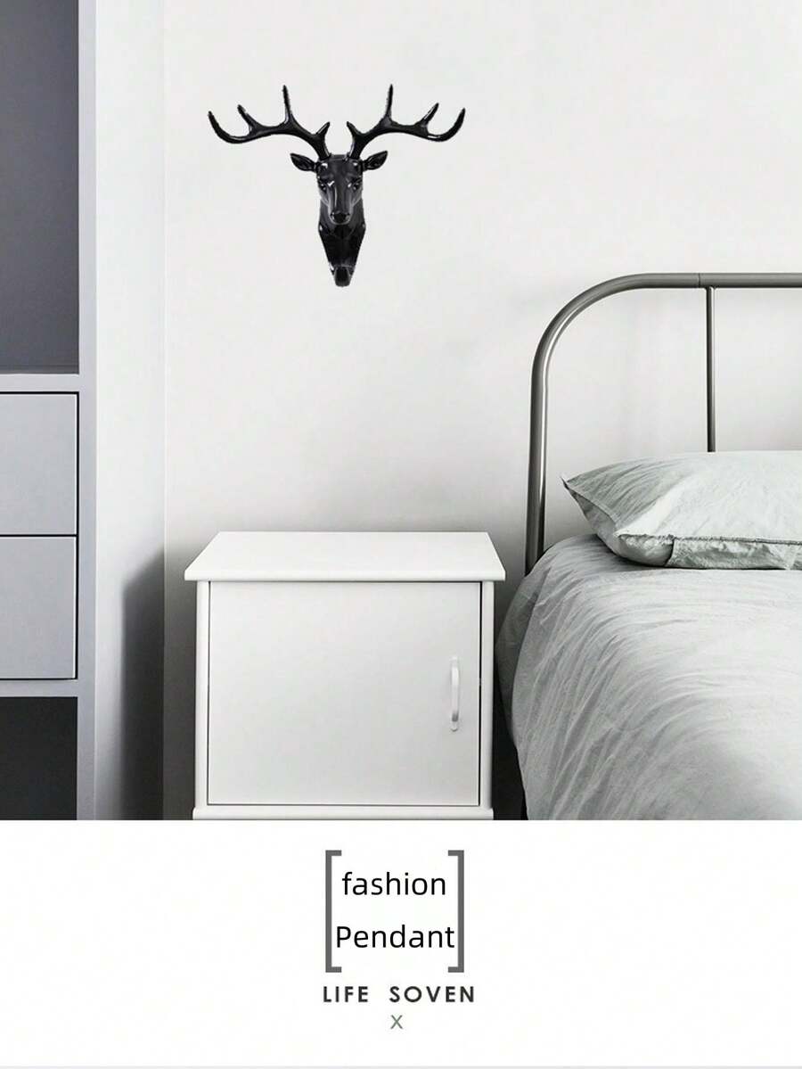 1 Stück Hochwertiger Weißer Klebehaken Ohne Bohren Mit Hirschhornform Für Haushaltsschlüssel/gegenstände Zum Aufhängen Und Aufbewahren, Wandmontage Schlüsselhalterung