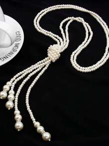 1入時尚女士雙層珍珠長項鍊