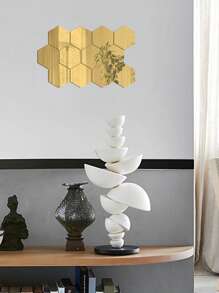 10pcs Hexagon Mirror Surface Wall Sticker - Gold - View 8
