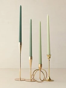 4pcs Set Taper Candles Decorative, Dinner Candle Set Smokeless And Dripless Household, Wedding, Party, And Home Decor Candlesticks, Halloween, Spooky, Autumn, Winter, Holiday, Festival, Room Decor, Gifts Birthday Graduation - Green - View 2