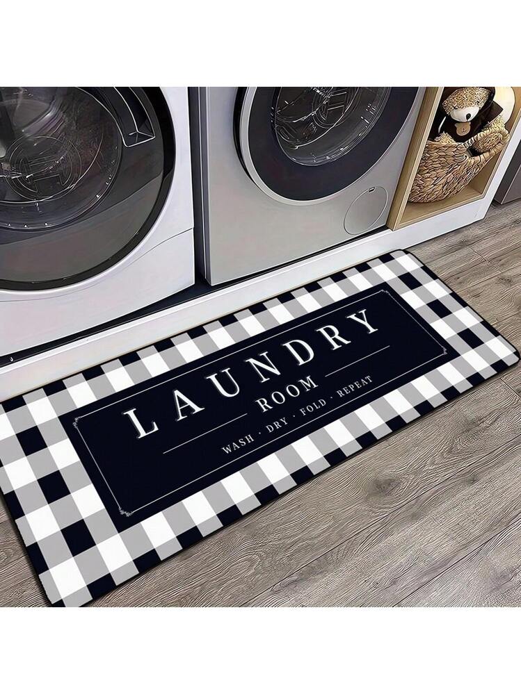 Lansny Tapis de couloir à linge antidérapant et imperméable lavable pour décoration de chambre à linge, tapis de sol rustique pour vestiaire