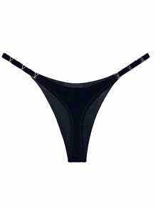Tanga lencero con hebilla negra - Negro - Ver 3
