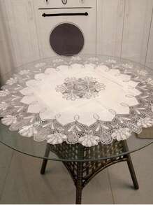 1 gói Khăn trải bàn chống thấm nước thiết kế hoa, Khăn trải bàn chống dầu mỡ PVC Home màu bạc - Bạc - Xem 3