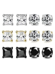 6 Pairs Set Non-pierced Magnetic Earrings for Men Women Magnet Ear Clips Ear Stud Earring No Ear Hole No Piercing Jewelry Gift - Multicolor - View 2