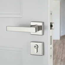Modern Simple Door Handle, Lock And Accessories For Wooden And Interior Doors - Silver - View 1