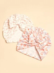 2入組寶寶時尚印花蝴蝶結帽子