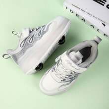 Zapatos de patines con cordones para mujer con 4 ruedas, luces LED, adecuados para caminar, deportes, patinaje sobre ruedas, patinaje sobre hielo, skate
