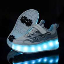 Zapatos de patines con cordones para mujer con 4 ruedas, luces LED, adecuados para caminar, deportes, patinaje sobre ruedas, patinaje sobre hielo, skate