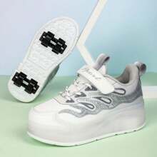 Zapatos de patines con cordones para mujer con 4 ruedas, luces LED, adecuados para caminar, deportes, patinaje sobre ruedas, patinaje sobre hielo, skate