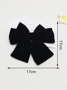 1 件裝女式黑色天鵝絨雙層蝴蝶結髮夾,帶絲帶,時尚簡約法式複古髮飾,適合日常佩戴