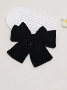 1 件裝女式黑色天鵝絨雙層蝴蝶結髮夾,帶絲帶,時尚簡約法式複古髮飾,適合日常佩戴