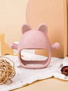 1pc Baby Teether Mitten, Silicone Teether Anti-Drop Baby Teething Toy, Baby Chew Toys, For Sucking Needs, For Breast Feeding Babies, Teething Mitten Silicone Baby Gloves - Dusty Pink - View 5