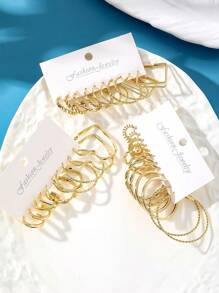 32pcs Women's Love Earrings - Yellow Gold - View 5