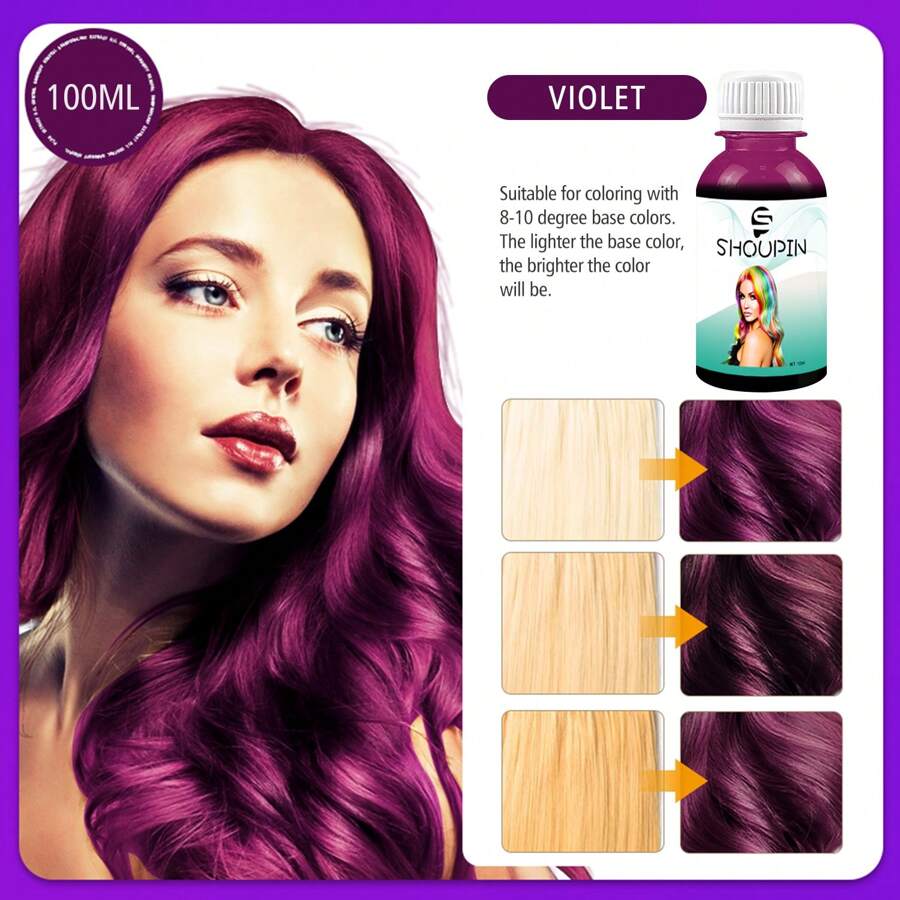 (紫羅蘭色)5d染髮劑,超藍色,半永久染髮劑,採用純素配方,含有透明質酸以保濕、植物蛋白質以恢復活力,以及鍵結增強技術,1入3.38盎司裝 - 紫羅蘭色 - 查看 1