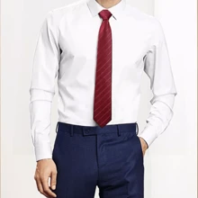 1件男士手工製作的酒紅色新郎禮服領帶，適合日常和婚禮穿著，也可隨意配搭。 - 酒紅色 - 查看 3