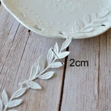 2 Yards White/black Embroidered Soluble Lace Trim With Leaf Pattern For Wedding Veil Diy, White