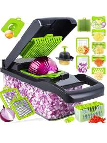 2PCS  Cortador de Verduras Multifunción, Rallador Edmark, Utenciliosnde Cocina, Utensilios Cocina, Utensilios de Cocina, Picador de Verduras – Picador de Verdura, Cortador de Frutas, Rallador de Verduras, Juego de Utensilios Cocina – Ahorra Tiempo y Esfuerzo con este Innovador y Práctico Accesorio para Preparar tus Platos Favoritos - Gris - Ver 1