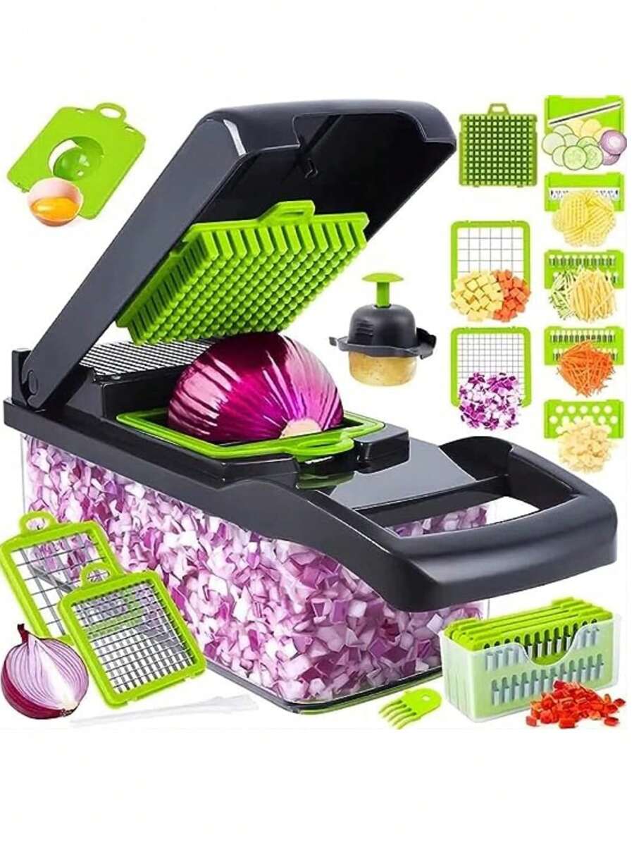 2PCS Cortador de Verduras Multifunción, Rallador Edmark, Utenciliosnde Cocina, Utensilios Cocina, Utensilios de Cocina, Picador de Verduras – Picador de Verdura, Cortador de Frutas, Rallador de Verduras, Juego de Utensilios Cocina – Ahorra Tiempo y Esfuerzo con este Innovador y Práctico Accesorio para Preparar tus Platos Favoritos - Gris - Ver 1