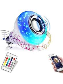Foco LED inteligente con control remoto y aplicación, altavoz de bombilla Bluetooth que cambia de color RGB - Multicolor - Ver 2