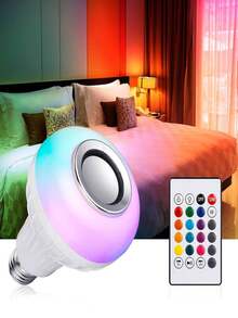 Foco LED inteligente con control remoto y aplicación, altavoz de bombilla Bluetooth que cambia de color RGB - Multicolor - Ver 1