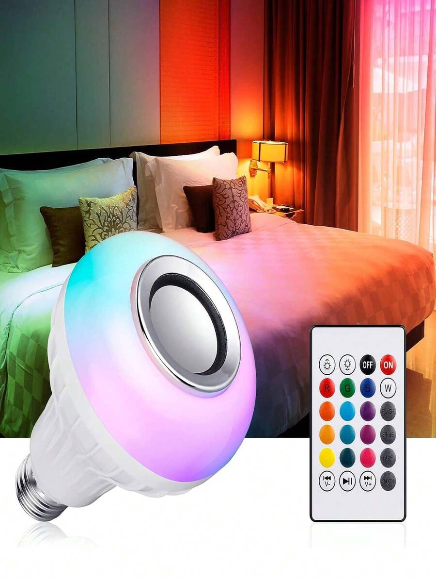 Foco LED inteligente con control remoto y aplicación, altavoz de bombilla Bluetooth que cambia de color RGB - Multicolor - Ver 1