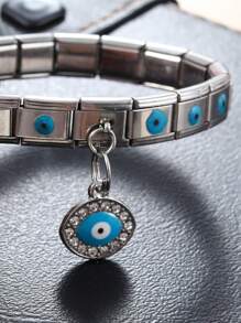 stainless steel evil eye charm Italian bracelet - Blue - View 2