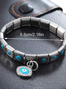 stainless steel evil eye charm Italian bracelet - Blue - View 5