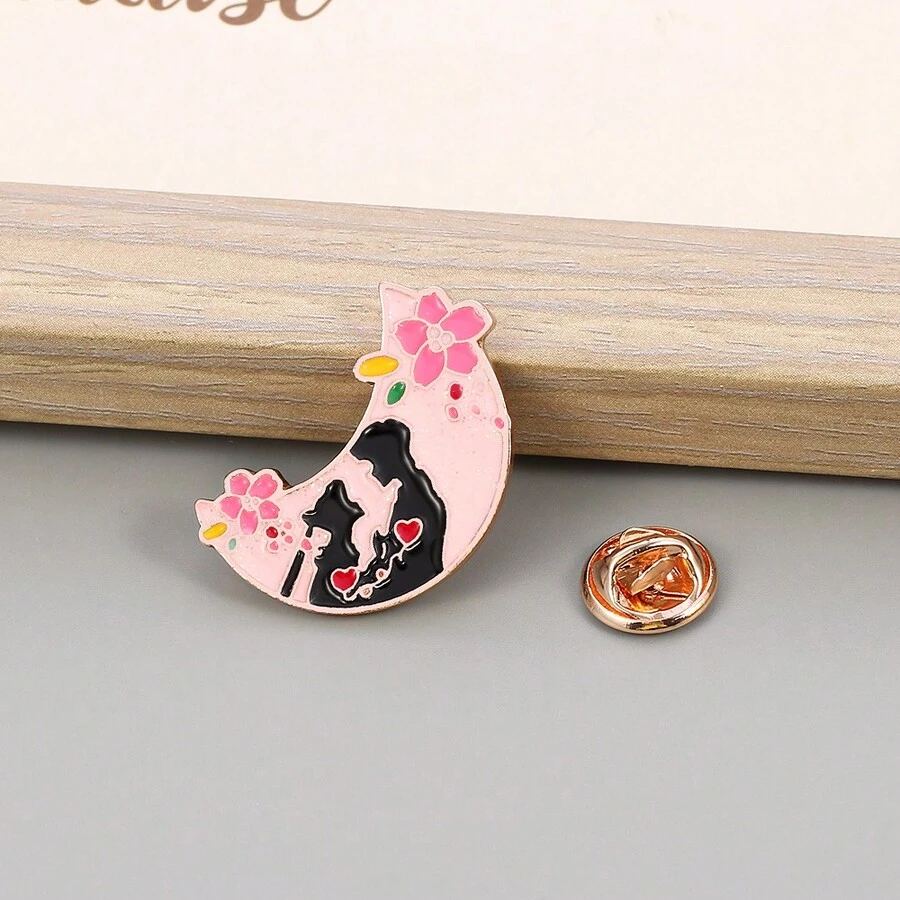 1 Miếng Cá nhân hóa Creative & Đáng yêu & Thiết kế độc nhất Toàn trận Mặt trăng Hình dạng Hợp kim Trâm cài Thích hợp Đối với Mặc hàng ngày - Phong cách - Xem 1