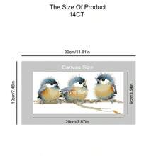 Amishop 1 組計數十字繡套件三隻鳥在樹上唱歌針線活diy遺產 - 彩色 - 查看 5