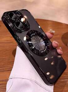 Giá đỡ điện thoại 1 chiếc Ốp lưng điện thoại hấp thụ từ tính mạ điện có kính lúp tương thích với iPhone Chống nước Chống sốc Chống rơi Chống trầy xước - màu đen - Xem 2