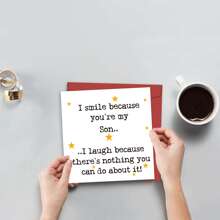 1pc Fun Birthday Greeting Card For Son With Envelope, Christmas Card For Son, Personalized Greeting Card From Mom And Dad - Multicolor - View 3