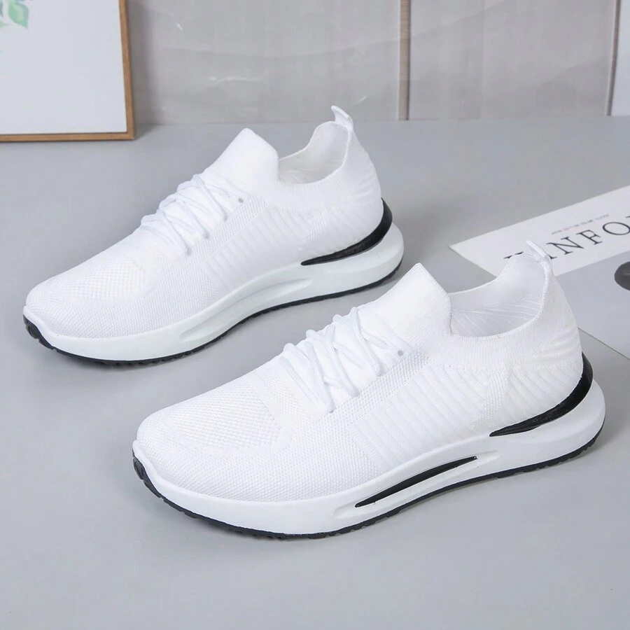 男士戶外休閒鞋,鞋帶式舒適運動鞋 - 白色 - 查看 1